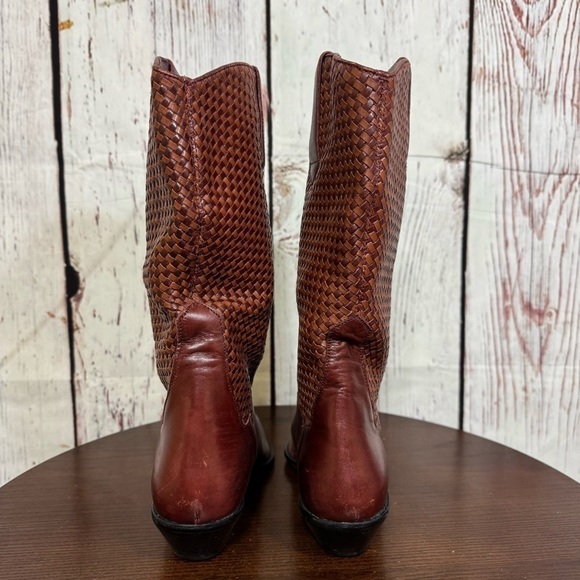 DINGO brown woven leather pointy women’s western boots Music Fest Ready! 9.5 GUC - Picture 15 of 16